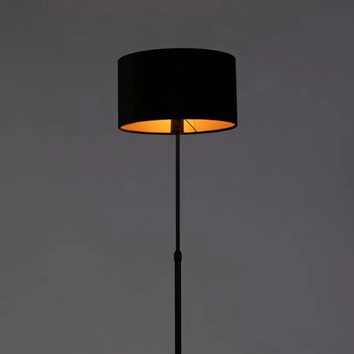 QAZQA Stehlampen|Wohnzimmerlampen*Stehleuchte schwarz mit Veloursschirm schwarz mit Gold 35 cm - Parte