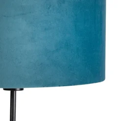 QAZQA Stehlampen|Wohnzimmerlampen*Stehleuchte schwarz mit Veloursschirm blau mit Gold 35 cm - Parte