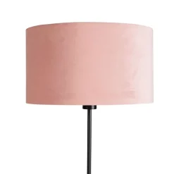 QAZQA Stehlampen|Wohnzimmerlampen*Stehleuchte schwarz mit Veloursschirm rosé mit gold 35 cm - Parte