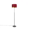 QAZQA Stehlampen|Wohnzimmerlampen*Stehleuchte schwarz mit Veloursschirm rot mit Gold 35 cm - Parte