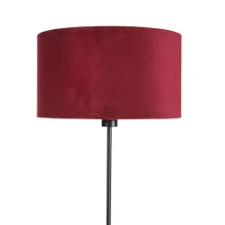 QAZQA Stehlampen|Wohnzimmerlampen*Stehleuchte schwarz mit Veloursschirm rot mit Gold 35 cm - Parte