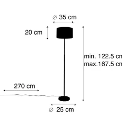 QAZQA Stehlampen|Wohnzimmerlampen*Stehleuchte schwarz mit Veloursschirm rot mit Gold 35 cm - Parte