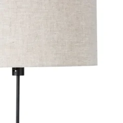 QAZQA Stehlampen|Wohnzimmerlampen*Stehleuchte schwarz verstellbar mit Schirm hellgrau 50 cm - Parte