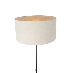 QAZQA Stehlampen|Wohnzimmerlampen*Stehleuchte schwarz verstellbar mit Schirm hellgrau 50 cm - Parte