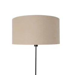 QAZQA Stehlampen|Wohnzimmerlampen*Stehleuchte schwarz verstellbar mit Schirm hellbraun 50 cm - Parte