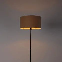 QAZQA Stehlampen|Wohnzimmerlampen*Stehleuchte schwarz verstellbar mit Schirm hellbraun 50 cm - Parte