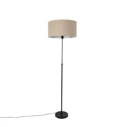 QAZQA Stehlampen|Wohnzimmerlampen*Stehleuchte schwarz verstellbar mit Schirm hellbraun 50 cm - Parte