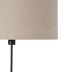 QAZQA Stehlampen|Wohnzimmerlampen*Stehleuchte schwarz verstellbar mit Schirm hellbraun 50 cm - Parte