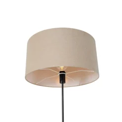 QAZQA Stehlampen|Wohnzimmerlampen*Stehleuchte schwarz verstellbar mit Schirm hellbraun 50 cm - Parte