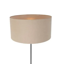 QAZQA Stehlampen|Wohnzimmerlampen*Stehleuchte schwarz verstellbar mit Schirm hellbraun 50 cm - Parte