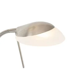 QAZQA Schlafzimmerlampen|Küchenlampen*Stehleuchte Stahl inkl. LED und Dimmer mit Leselampe - Empoli