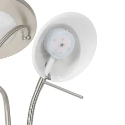 QAZQA Schlafzimmerlampen|Küchenlampen*Stehleuchte Stahl inkl. LED und Dimmer mit Leselampe - Empoli