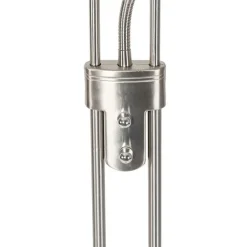 QAZQA Schlafzimmerlampen|Küchenlampen*Stehleuchte Stahl inkl. LED und Dimmer mit Leselampe - Empoli