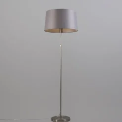 QAZQA Stehlampen|Wohnzimmerlampen*Stehleuchte Stahl mit Lampenschirm grau 45 cm verstellbar - Parte