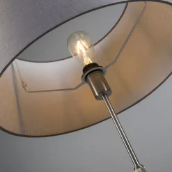 QAZQA Stehlampen|Wohnzimmerlampen*Stehleuchte Stahl mit Lampenschirm grau 45 cm verstellbar - Parte