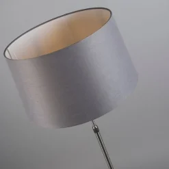 QAZQA Stehlampen|Wohnzimmerlampen*Stehleuchte Stahl mit Lampenschirm grau 45 cm verstellbar - Parte