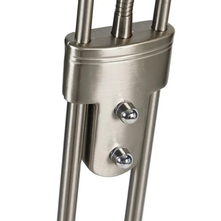 QAZQA Schlafzimmerlampen|Küchenlampen*Stehleuchte Stahl mit Leselampe inkl. LED und Dimmer - Diva