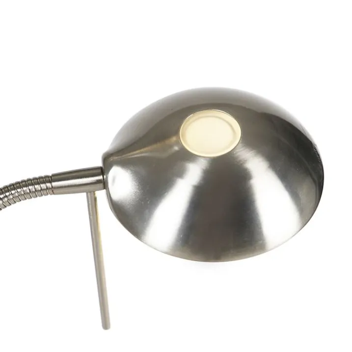 QAZQA Schlafzimmerlampen|Küchenlampen*Stehleuchte Stahl mit Leselampe inkl. LED und Dimmer - Diva