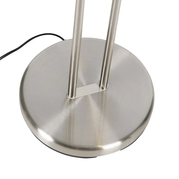 QAZQA Schlafzimmerlampen|Küchenlampen*Stehleuchte Stahl mit Leselampe inkl. LED und Dimmer - Diva