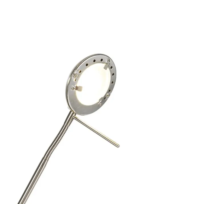 QAZQA Schlafzimmerlampen|Küchenlampen*Stehleuchte Stahl mit Leselampe inkl. LED und Dimmer - Diva