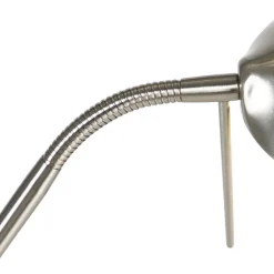 QAZQA Schlafzimmerlampen|Küchenlampen*Stehleuchte Stahl mit Leselampe inkl. LED und Dimmer - Diva