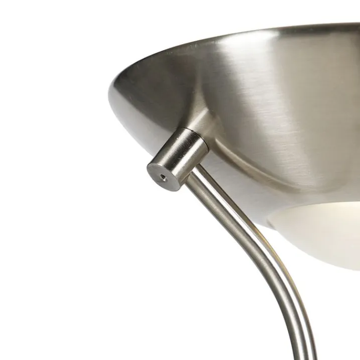 QAZQA Schlafzimmerlampen|Küchenlampen*Stehleuchte Stahl mit Leselampe inkl. LED und Dimmer - Diva