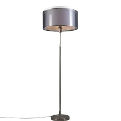 QAZQA Stehlampen|Wohnzimmerlampen*Stehleuchte Stahl mit schwarz/weißem Schirm 45 cm verstellbar - Parte