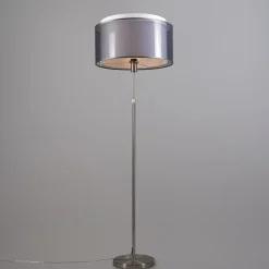 QAZQA Stehlampen|Wohnzimmerlampen*Stehleuchte Stahl mit schwarz/weißem Schirm 45 cm verstellbar - Parte