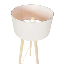 QAZQA Stehlampen|Wohnzimmerlampen*Stehleuchte Stativholz mit Pfefferschirm 50 cm - Puros