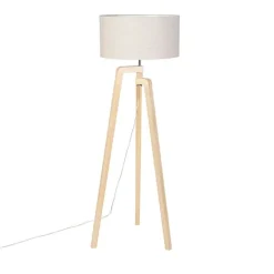 QAZQA Stehlampen|Wohnzimmerlampen*Stehleuchte Stativholz mit Pfefferschirm 50 cm - Puros