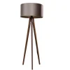 QAZQA Stehlampen|Wohnzimmerlampen*Stehleuchte Tripod aus Walnussholz mit taupefarbenem Samt-Schirm 50cm - Tripod Classic