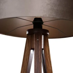 QAZQA Stehlampen|Wohnzimmerlampen*Stehleuchte Tripod aus Walnussholz mit taupefarbenem Samt-Schirm 50cm - Tripod Classic