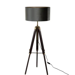 QAZQA Stehlampen|Wohnzimmerlampen*Stehleuchte Tripod Messing mit Samt-Schirm Grün 50cm - Cortin