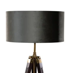 QAZQA Stehlampen|Wohnzimmerlampen*Stehleuchte Tripod Messing mit Samt-Schirm Grün 50cm - Cortin