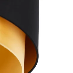 QAZQA Lampenschirme|Wohnzimmerlampen*Stofflampenschirm schwarz 40/47/26 mit goldenem Interieur