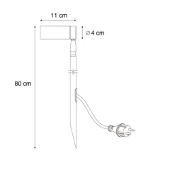 QAZQA Led-Außenleuchten|Außenstrahler*Strahler schwarz 80cm inkl. LED Verstellbar IP65 inkl. Kabel und Stecker - Carl