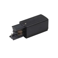 QAZQA Deckenstrahler|Aufbaustrahler*Stromzufuhr für 3-Phasen-Schiene rechts schwarz - 3-phasig