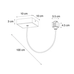 QAZQA Deckenstrahler|Aufbaustrahler*Stromzufuhr mit quadratischer Montageplatte für 1-phasige Schiene schwarz - Iconic