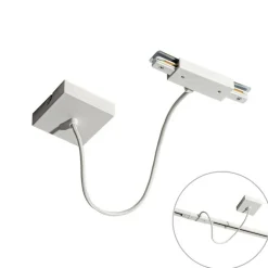 QAZQA Schlafzimmerlampen|Küchenlampen*Stromzufuhr mit quadratischer Montageplatte für 1-phasige Schiene weiß - Iconic