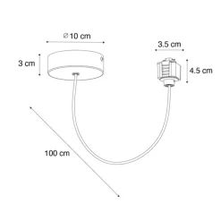 QAZQA Deckenstrahler|Aufbaustrahler*Stromzufuhr mit runder Montageplatte für 1-phasige Schiene schwarz - Iconic