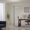 QAZQA Professional Lampen Für Dein Homeoffice|Wohnzimmerlampen*Tageslicht-Stehleuchte Grau Quadratisch inkl. LED und Dimmer - Guzo
