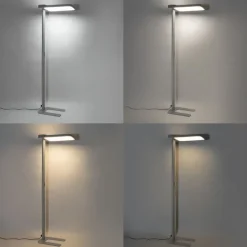 QAZQA Professional Lampen Für Dein Homeoffice|Wohnzimmerlampen*Tageslicht-Stehleuchte Grau Quadratisch inkl. LED und Dimmer - Guzo