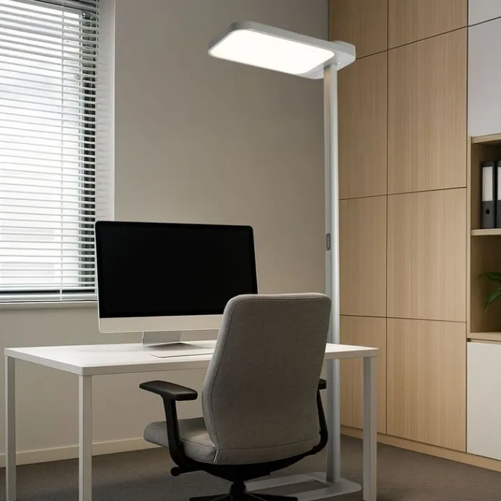 QAZQA Professional Lampen Für Dein Homeoffice|Wohnzimmerlampen*Tageslicht-Stehleuchte Grau Quadratisch inkl. LED und Dimmer - Guzo