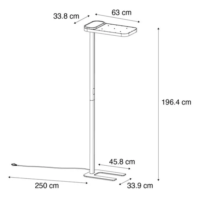 QAZQA Professional Lampen Für Dein Homeoffice|Wohnzimmerlampen*Tageslicht-Stehleuchte Grau Quadratisch inkl. LED und Dimmer - Guzo