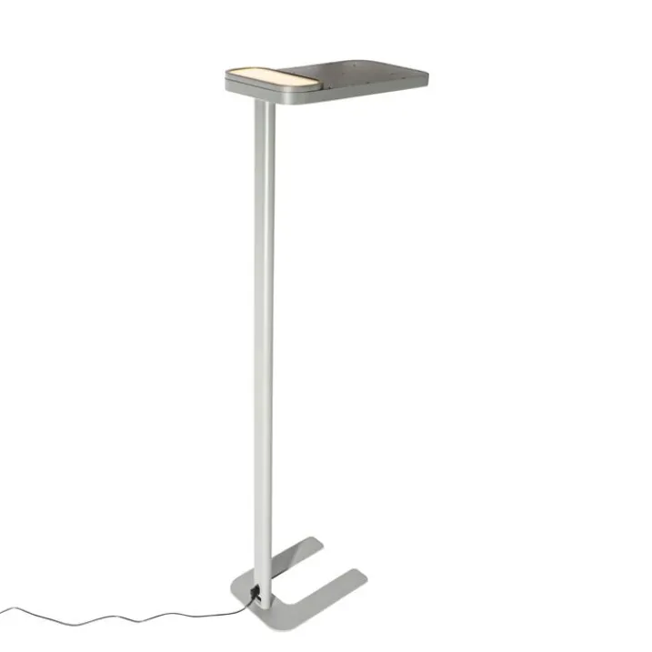 QAZQA Professional Lampen Für Dein Homeoffice|Wohnzimmerlampen*Tageslicht-Stehleuchte Grau Quadratisch inkl. LED und Dimmer - Guzo