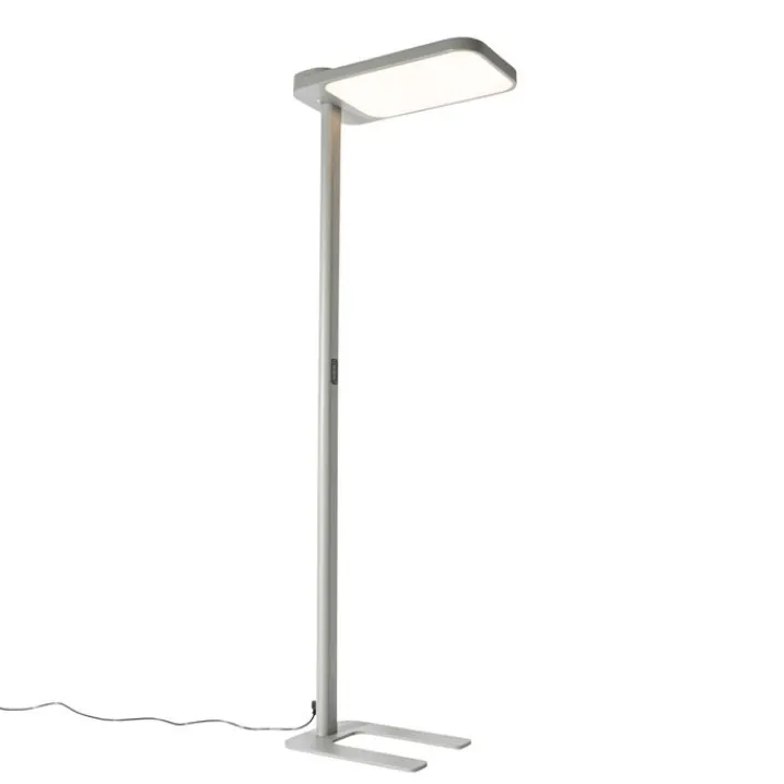 QAZQA Professional Lampen Für Dein Homeoffice|Wohnzimmerlampen*Tageslicht-Stehleuchte Grau Quadratisch inkl. LED und Dimmer - Guzo