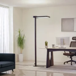 QAZQA Professional Lampen Für Dein Homeoffice|Wohnzimmerlampen*Tageslicht-Stehleuchte Schwarz Quadratisch inkl. LED und Dimmer - Guzo