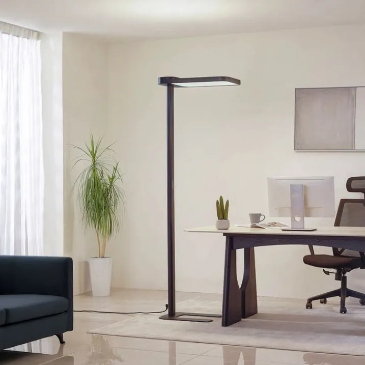 QAZQA Professional Lampen Für Dein Homeoffice|Wohnzimmerlampen*Tageslicht-Stehleuchte Schwarz Quadratisch inkl. LED und Dimmer - Guzo