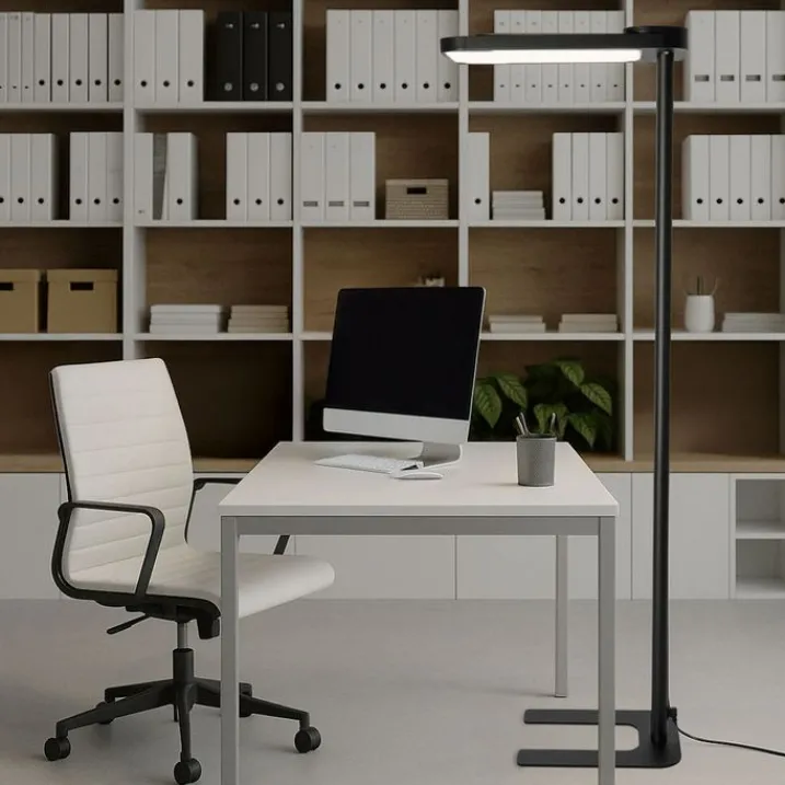 QAZQA Professional Lampen Für Dein Homeoffice|Wohnzimmerlampen*Tageslicht-Stehleuchte Schwarz Quadratisch inkl. LED und Dimmer - Guzo