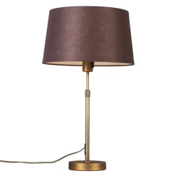 QAZQA Tischlampen|Wohnzimmerlampen*Tischlampe Bronze mit Schirm braun 35 cm verstellbar - Parte